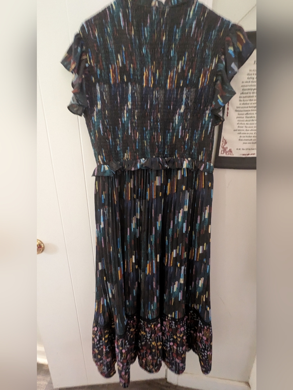 Women’s Midi Dress in Black with Multi-Color Accent